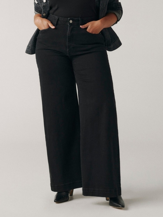 Warp + Weft Denim - Warp + Weft NCE nice cote Wide Leg inkwell Black Jeans
